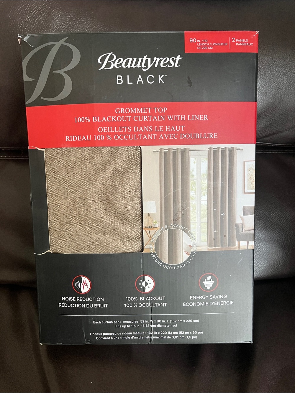 Beautyrest - Grommet Top 100% Blackout Curtain with Liner